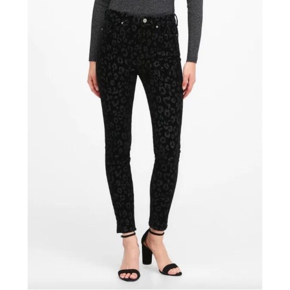 BANANA REPUBLIC skinny fit black metallic cheetah print texture slacks H22 - Picture 1 of 7